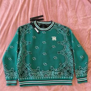 Amiri Kid Bandana Sweater Deep teal Size 10Y CAN FIT WOMAN TOO